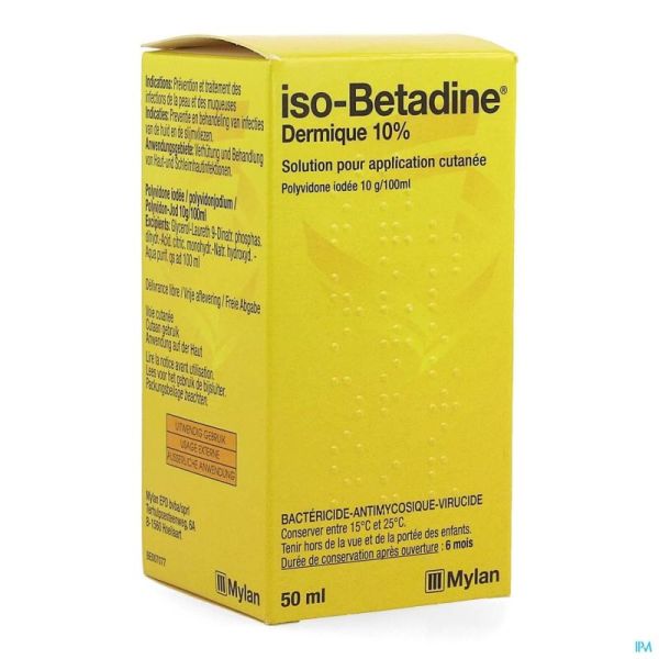 Iso betadine dermique 10% sol fl  50ml