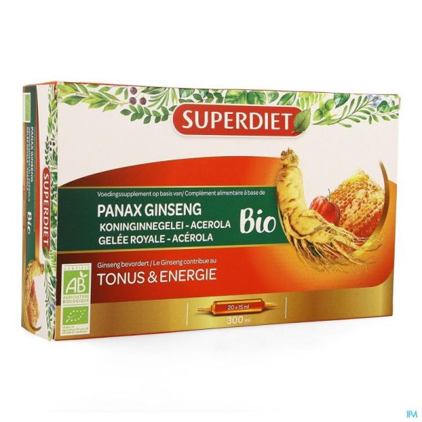 Super diet ginseng-gelee royale bio    amp 20x15ml