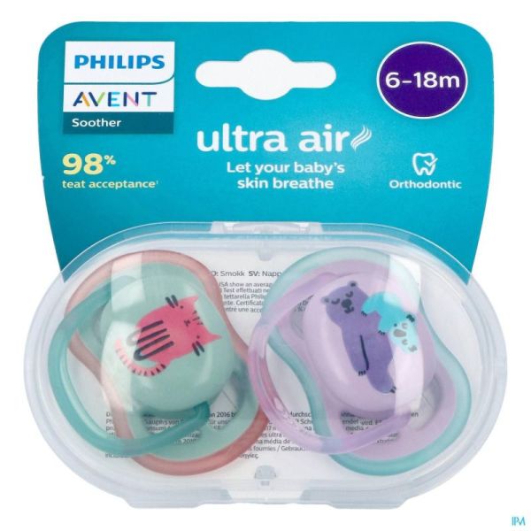 Philips avent sucette air mix animaux +6m