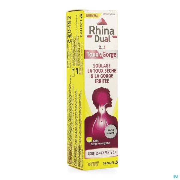 Rhina dual toux gorge    comp a sucer 18