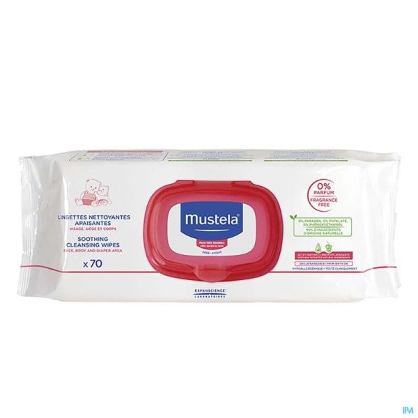 Mustela pts lingettes nett. apaisantes n/parfum 70